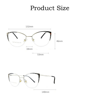 New Ultra-light Fashion Blue Light Blocking Eyewear Retro Cat Eye Optical Prescription Half-frame Glasses Women 87198