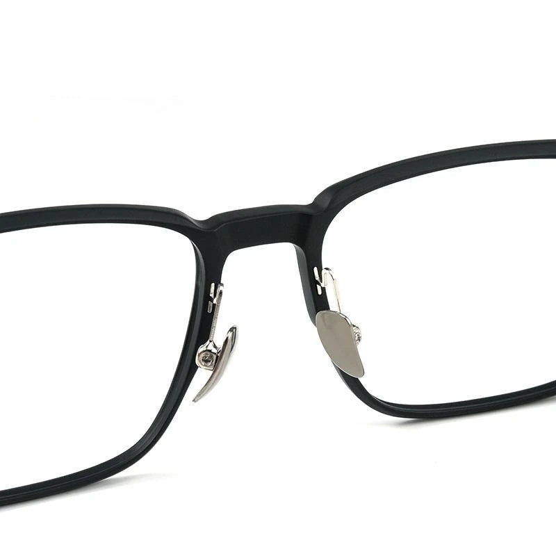 Fashion Polarized  Clip On Glasses TR90 Pure Titanium Retro Square Optical Prescription Eyeglasses Frame Men