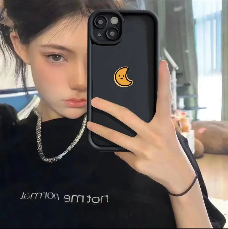 Phone Case For iPhone 17 16 14 15 Pro Max Plus 17Air Minimalist Cartoon Sun Moon Soft TPU Cover