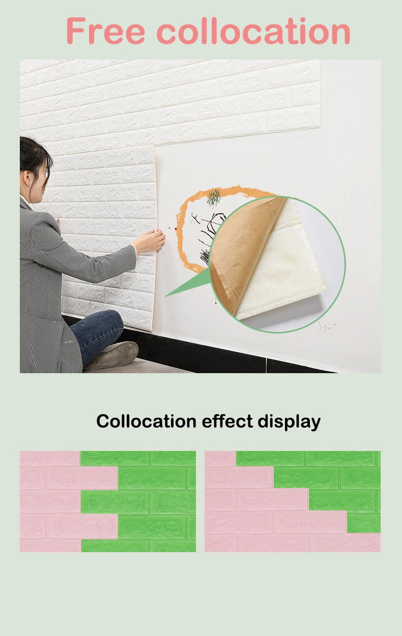 3D Wallpaper Decoration Self-adhesive Antique Foam Brick Wallpaper