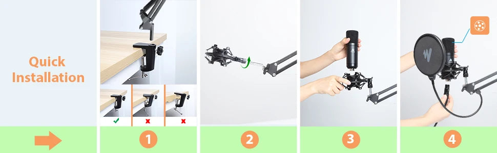 XLR Condenser Microphone Professional Studio Cardioid Microphone Kit Podcast Streaming Mic for Broadcast YouTube Recording