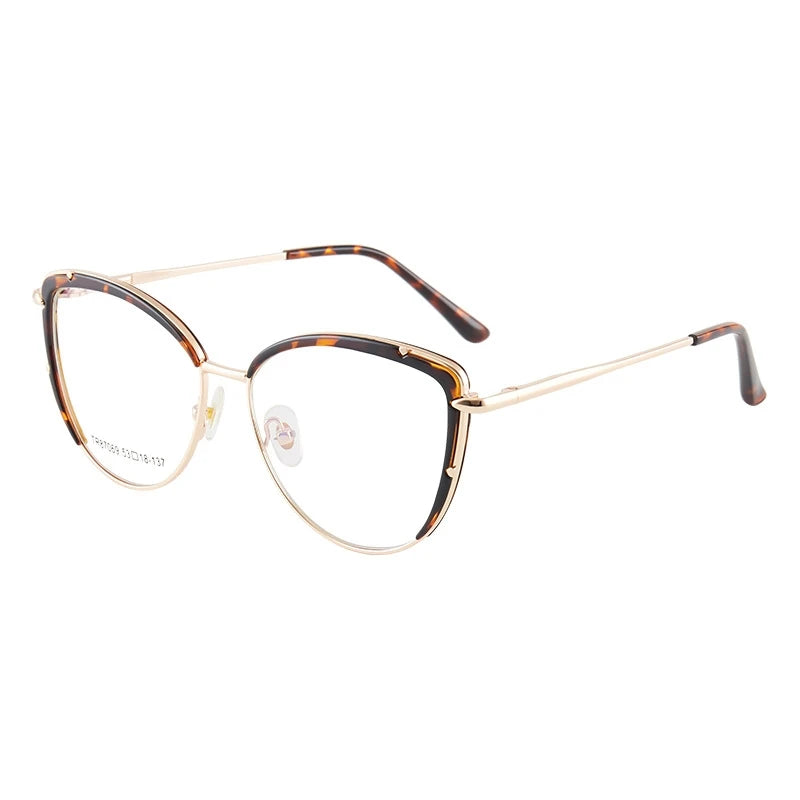 Fashion High-quality Alloy Eyewear Retro Cat Eye Blue Light Blocking Optical Prescription Glasses Frame Women 87069