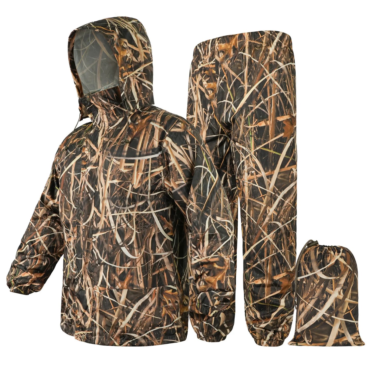 Camouflage Waterproof Folding Rain Poncho for Fishing Hiking and Camping