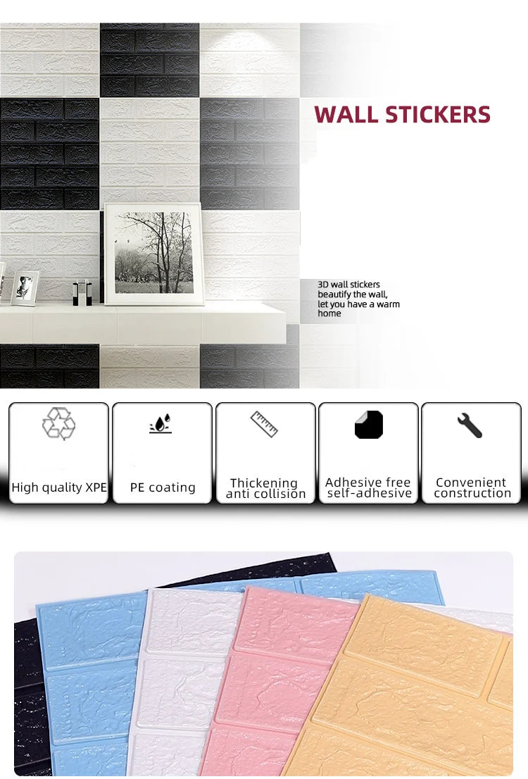 3D Wallpaper Decoration Self-adhesive Antique Foam Brick Wallpaper