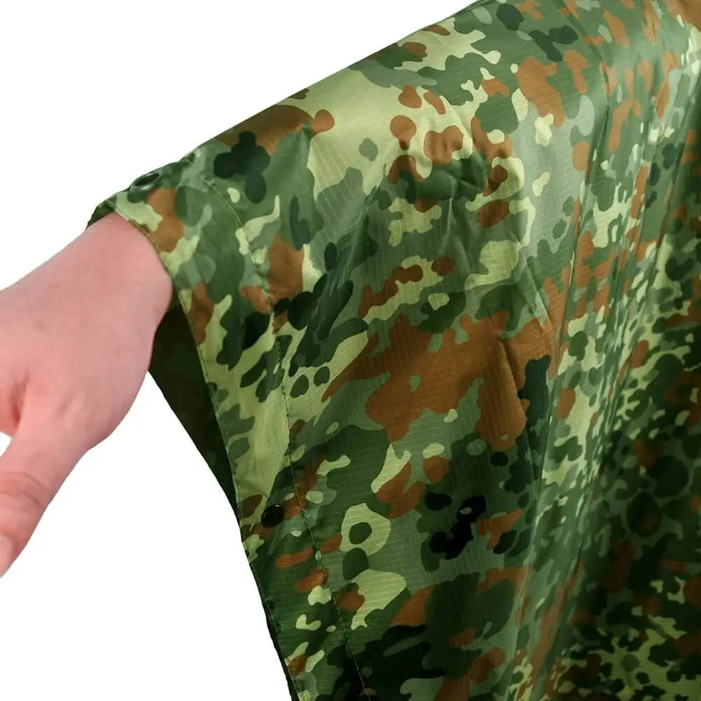 Waterproof Camouflage Rain Poncho for Hiking Camping and Motorcycle Riding