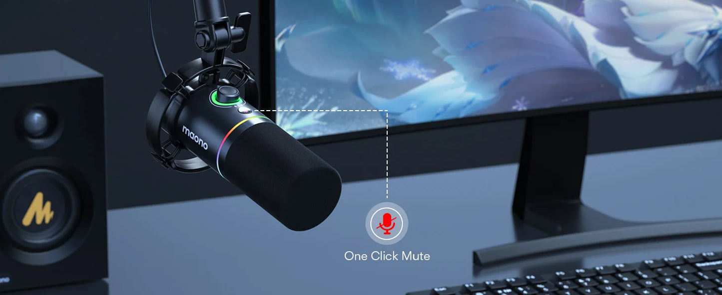 XLR USB Dynamic Microphone For Gaming Recording Streaming Youtube Metal Mic With Software Tap-to-Mute Gain Knob PD200X