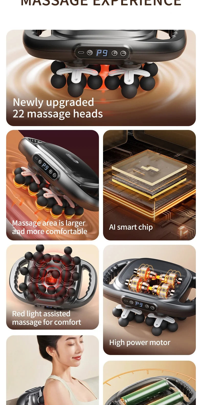 24 Massage Heads Massage  Deep Tissue Muscle Professional Grade High Quality Wireless Frequency Vibration Masajeador