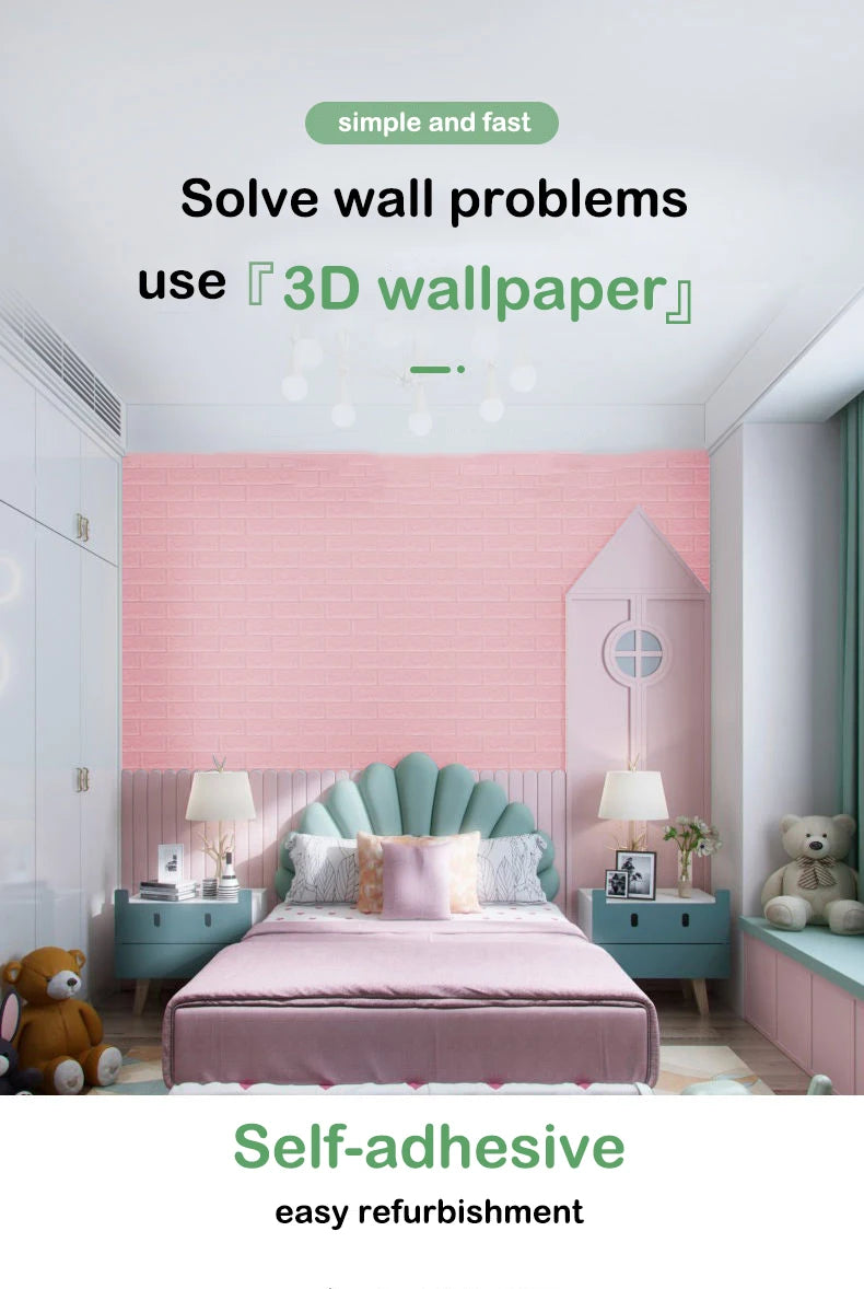 3D Wallpaper Decoration Self-adhesive Antique Foam Brick Wallpaper