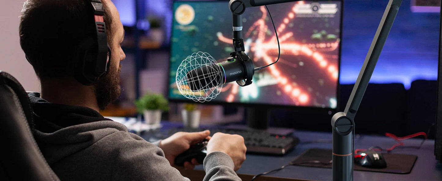 XLR USB Dynamic Microphone For Gaming Recording Streaming Youtube Metal Mic With Software Tap-to-Mute Gain Knob PD200X