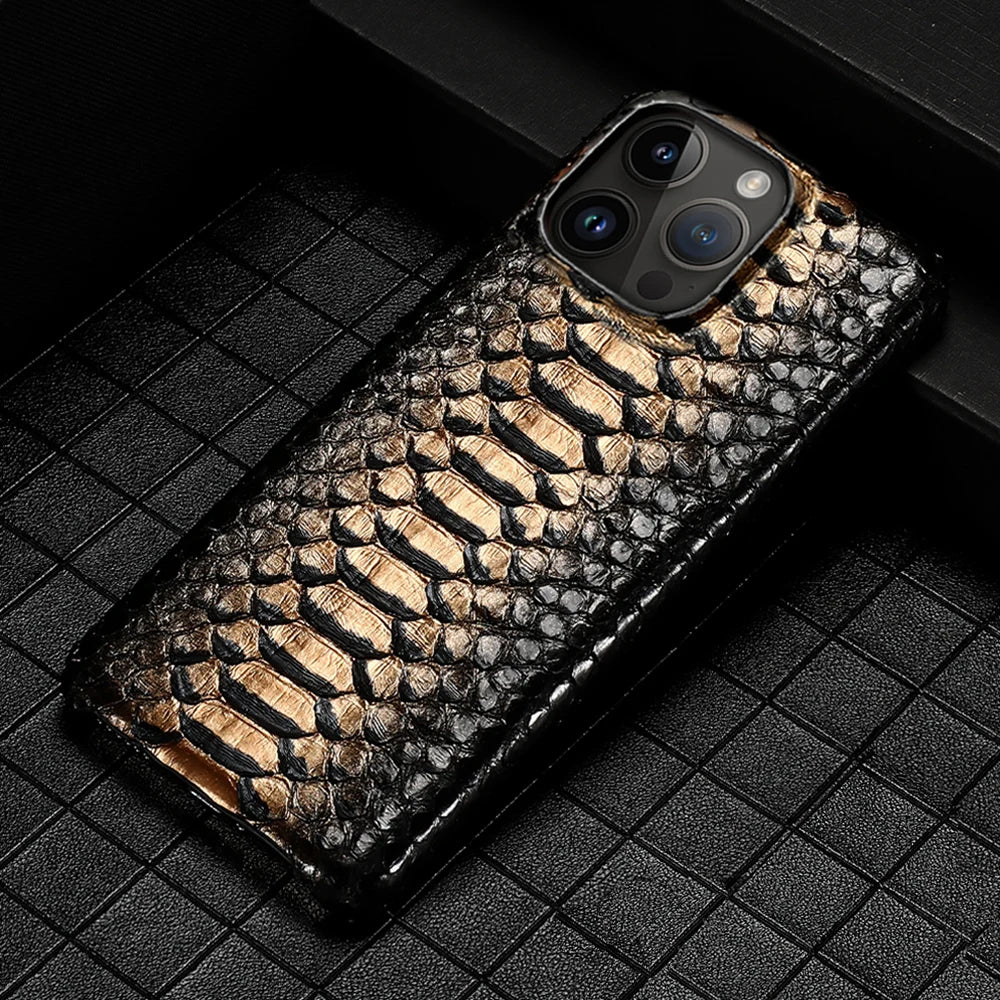 100% Genuine Python Leather Phone Cover Case For iPhone 16 15 14 Pro Max Plus 15Pro 14Pro 16Pro 16Plus Max Luxury
