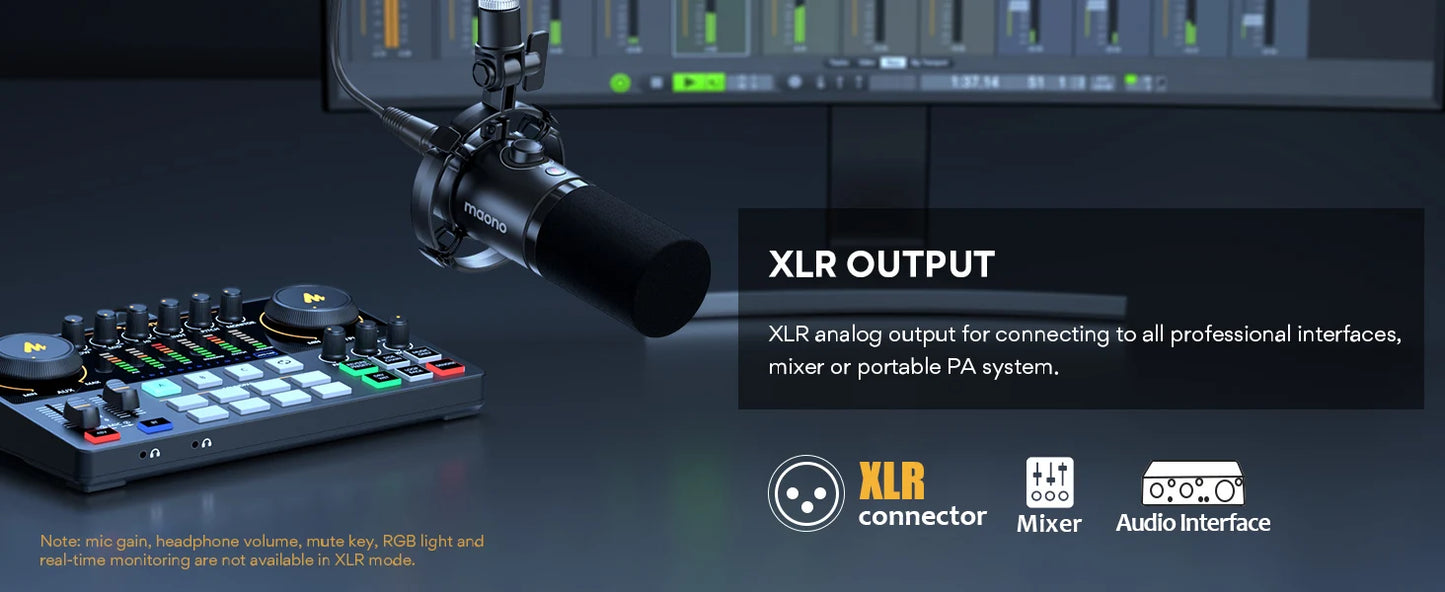 XLR USB Dynamic Microphone For Gaming Recording Streaming Youtube Metal Mic With Software Tap-to-Mute Gain Knob PD200X