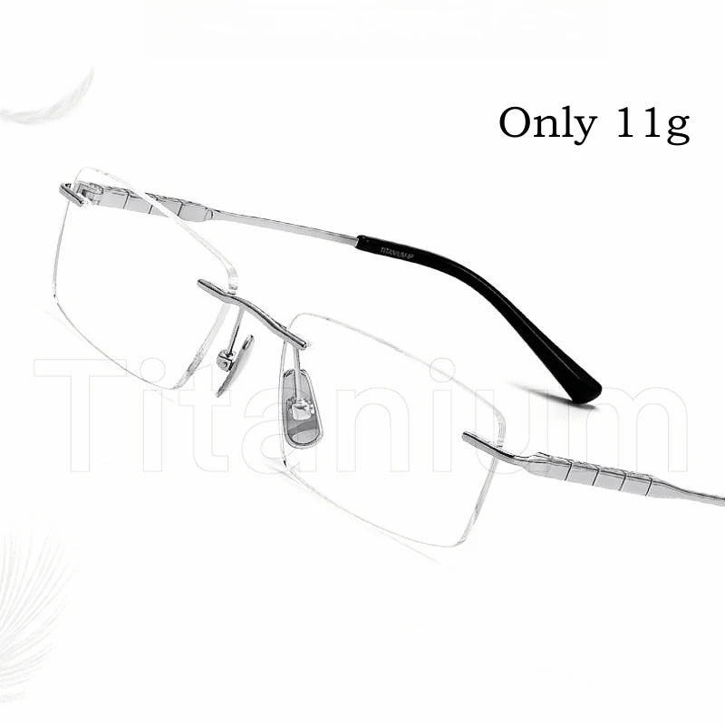 Ultra-light Luxury Pure Titanium Eyewear Retro Fashion Optical Prescription Men's Rimless Glasses Frame