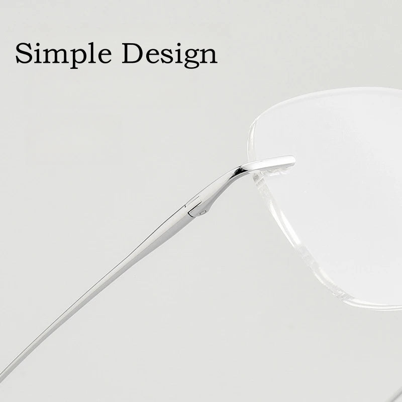 Fashion Ultra-light Decorative Eyewear Women Pure Titanium Retro Square Optical Prescription Rimless Glasses Men 8978