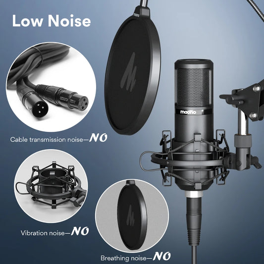 XLR Condenser Microphone Kit Professional Cardioid Vocal Studio Recording Mic for Streaming Voice Over Home-Studio.PM320S