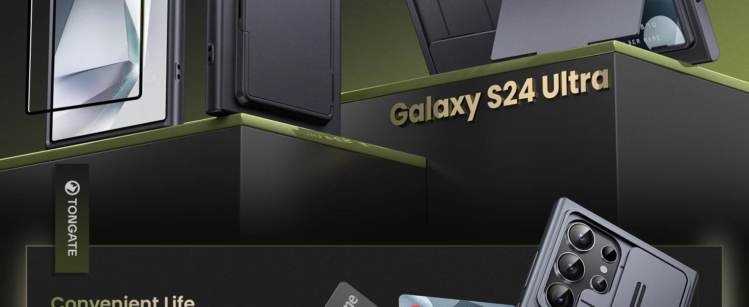 For Samsung Galaxy S24 Ultra Wallet Case With Card Holder Stand Sliding Camera Cover RFID Blocking Rugged Shockproof Protection