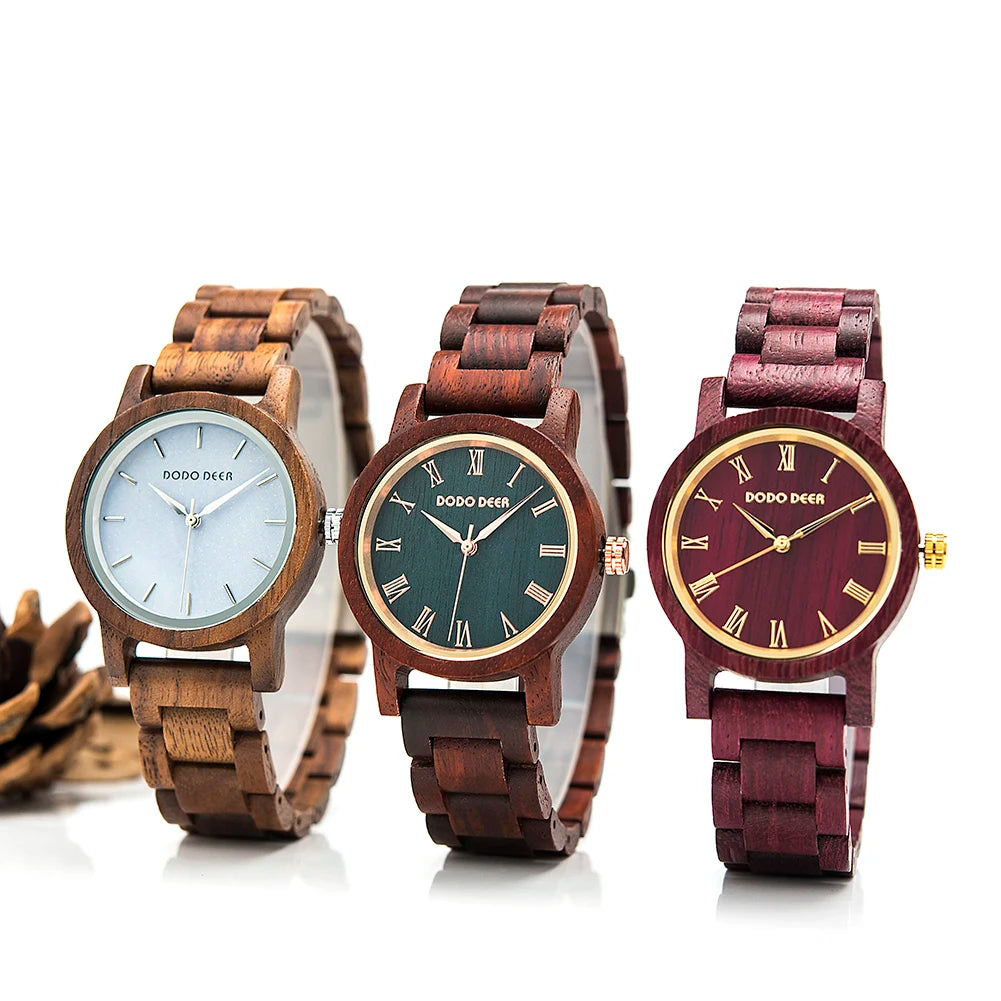 Watch Real Wood Wristband Wristwatches With Roman Numerals in Bamboo Box