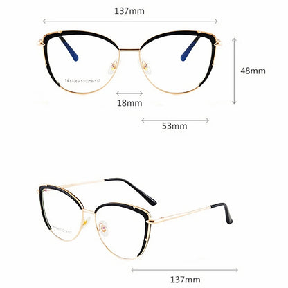 Fashion High-quality Alloy Eyewear Retro Cat Eye Blue Light Blocking Optical Prescription Glasses Frame Women 87069