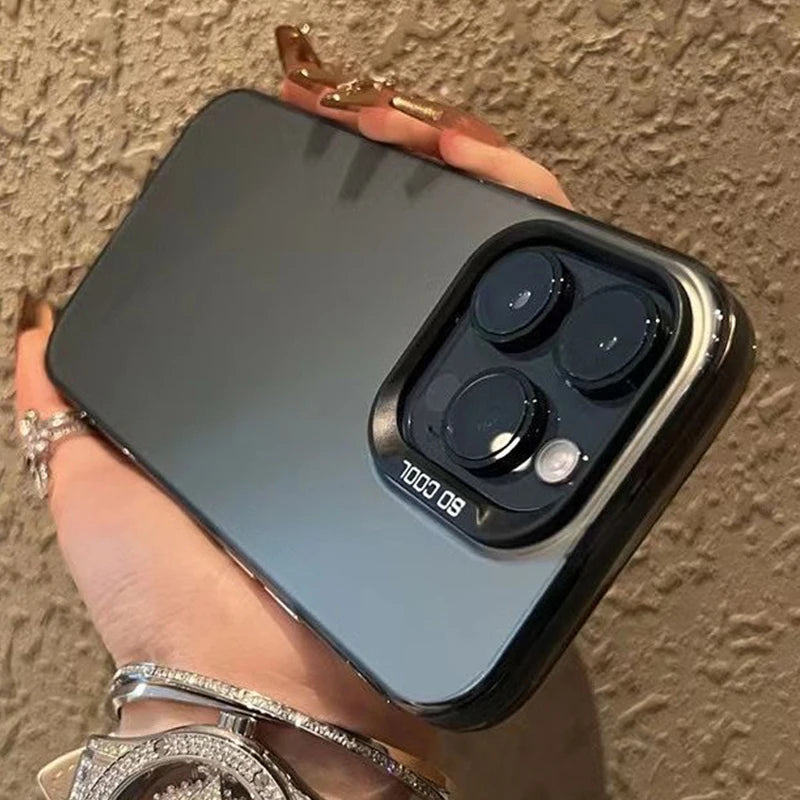 Luxury Matte Anti-drop Armour Phone Case for iPhone 17 16 15 14 Pro Max Air Lens protect Cover