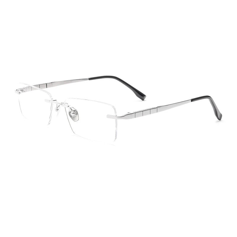 Ultra-light Business Square Eyewear Fashion Retro Pure Titanium Optical Prescription Rimless Glasses Men F91092T