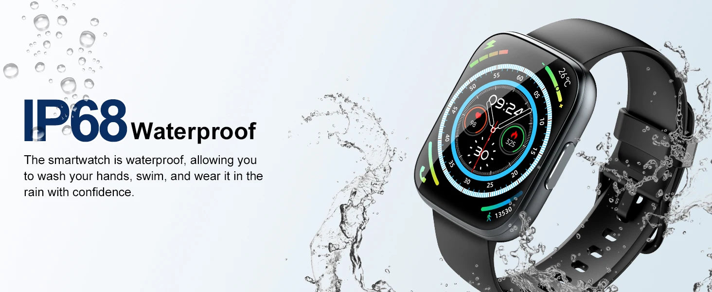 1.95'' Multifunctional Smart Watch Fitness Sports Bracelet Sleep Monitor IP68 Waterproof T80 Smartwatch
