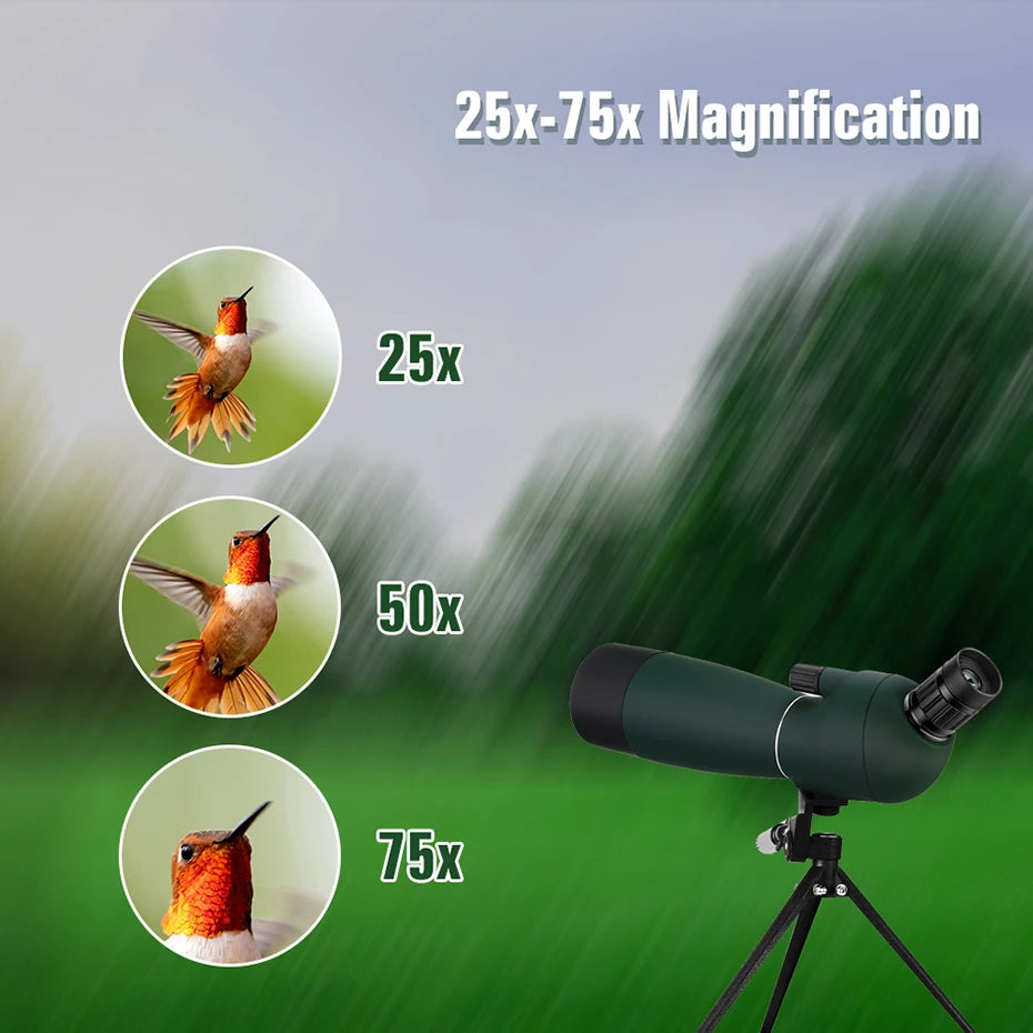 25-75x70 Telescope Spotting Scope Powerful Zoom Monocular FMC BAK4 Waterproof For Bird Watching Target Shotting