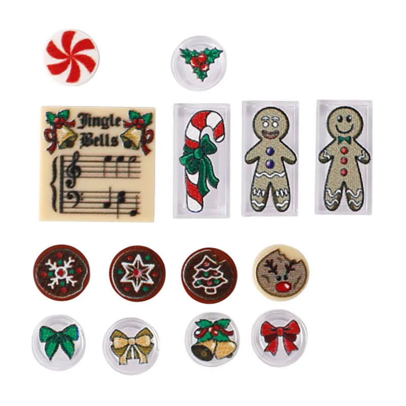 Christmas Village House Building Blocks Sleigh Reindeer Tree Present Car Wreath Fireplace Gingerbread Man Bricks Toys  Gift