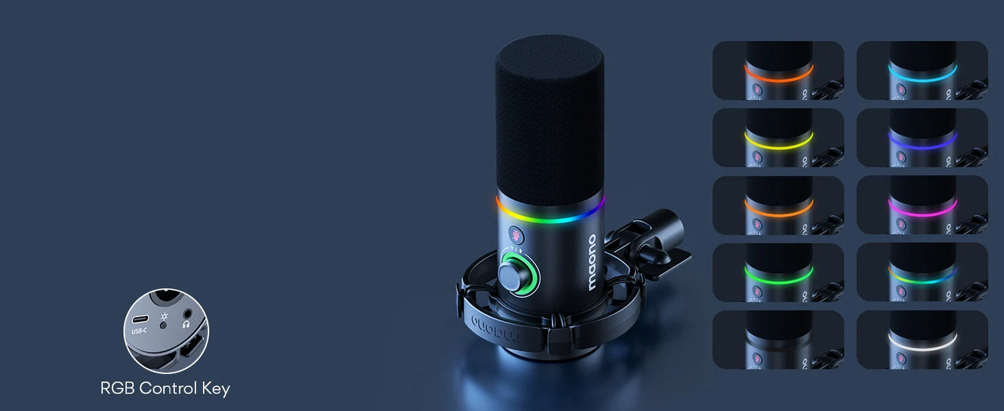 XLR USB Dynamic Microphone For Gaming Recording Streaming Youtube Metal Mic With Software Tap-to-Mute Gain Knob PD200X