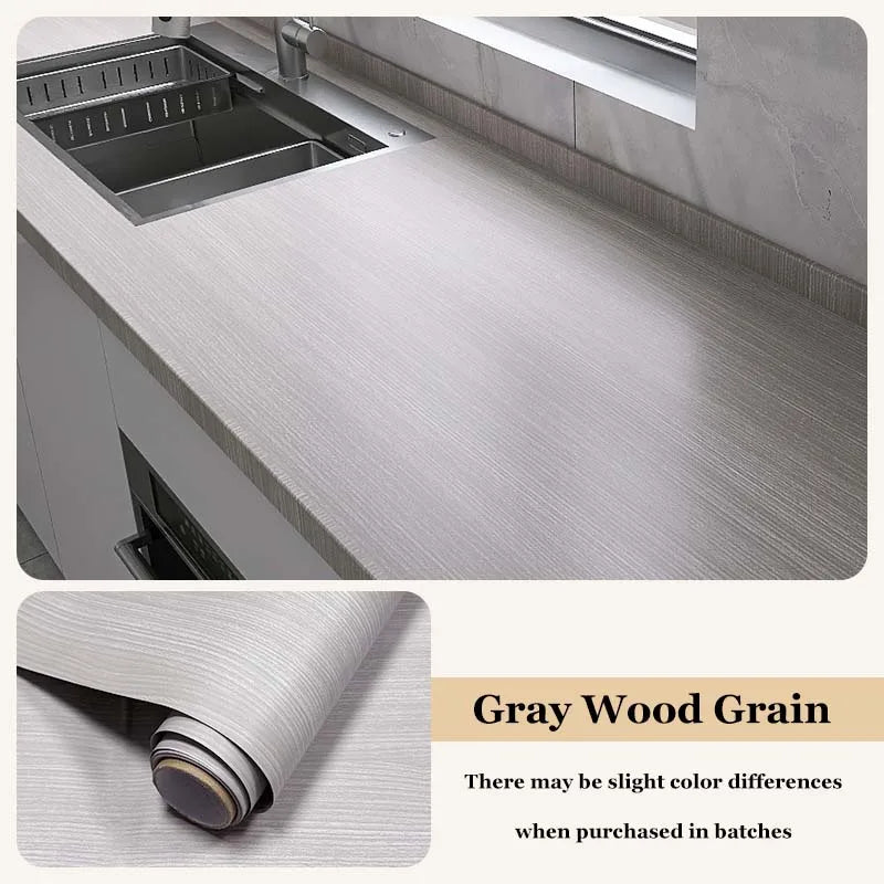 Wood Grain Cabinet Self-adhesive Wall Stickers Flame Retardant Waterproof Renovation Kitchen Anti-smoke Protective Film