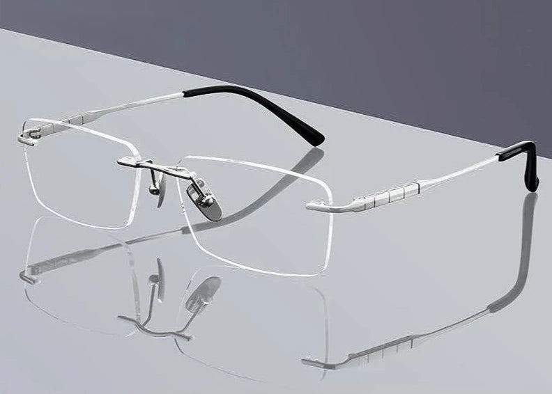 Ultra-light Luxury Pure Titanium Eyewear Retro Fashion Optical Prescription Men's Rimless Glasses Frame