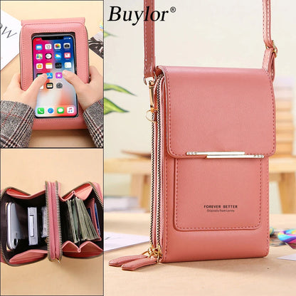 Luxury Designer Bag Soft Leather Wallet Touch Screen Cell Phone Purse Fashion Crossbody Shoulder Bag