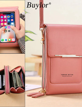 Luxury Designer Bag Soft Leather Wallet Touch Screen Cell Phone Purse Fashion Crossbody Shoulder Bag
