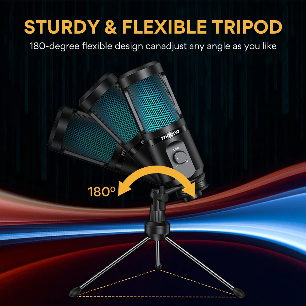 Gaming USB Microphone Desktop Condenser Podcast Microphone Recording Streaming Microphones With Breathing Light PM461TR RGB