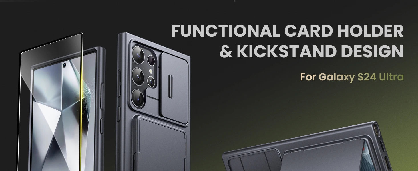For Samsung Galaxy S24 Ultra Wallet Case With Card Holder Stand Sliding Camera Cover RFID Blocking Rugged Shockproof Protection