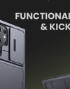 for Samsung Galaxy S24 S23 Ultra Case Bulit-in Screen Protector & Slide Camera Cover Phone Case with Kickstand Belt-Clip