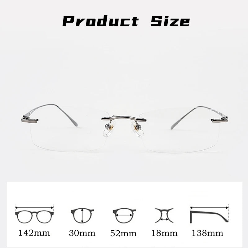 Ultra Light Fashion Business Premium Pure Titanium Eyewear Luxury Men's Optical Prescription Rimless Glasses A8012T