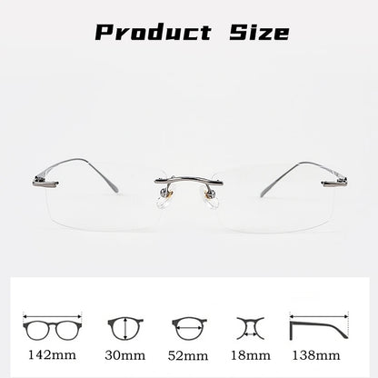 Ultra Light Fashion Business Premium Pure Titanium Eyewear Luxury Men's Optical Prescription Rimless Glasses A8012T