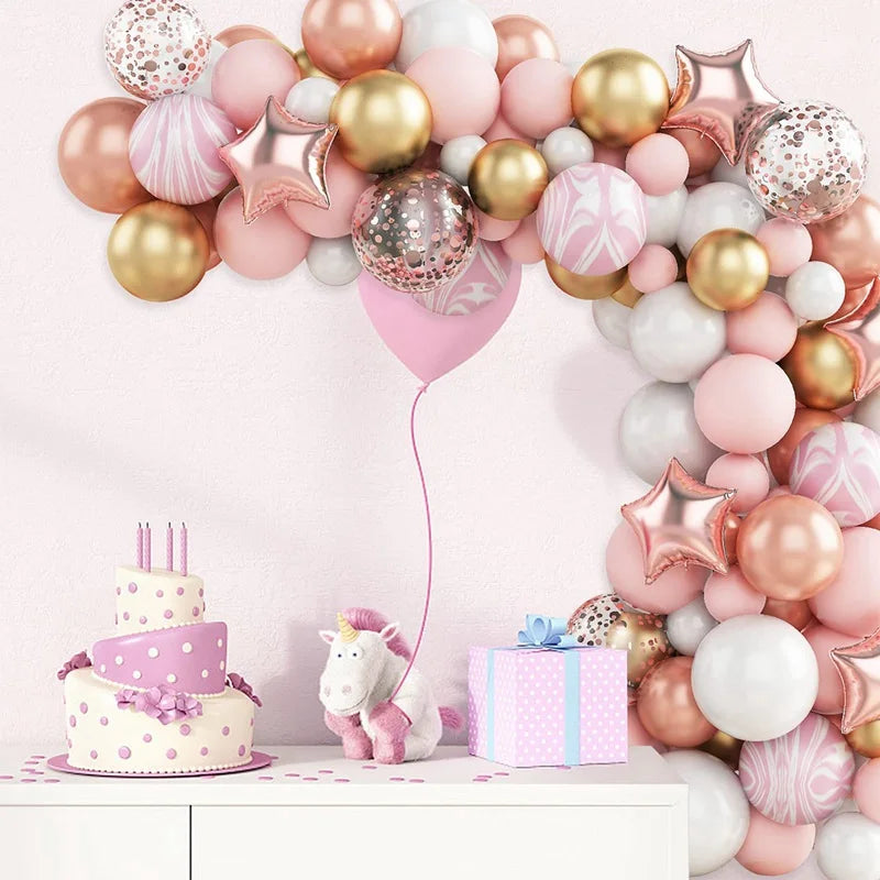 Pink Gold Balloon Garland Arch Kit Birthday Party Decor Kids Girl Wedding Birthday Party Baloon Supplies Baby Shower Latex Balon