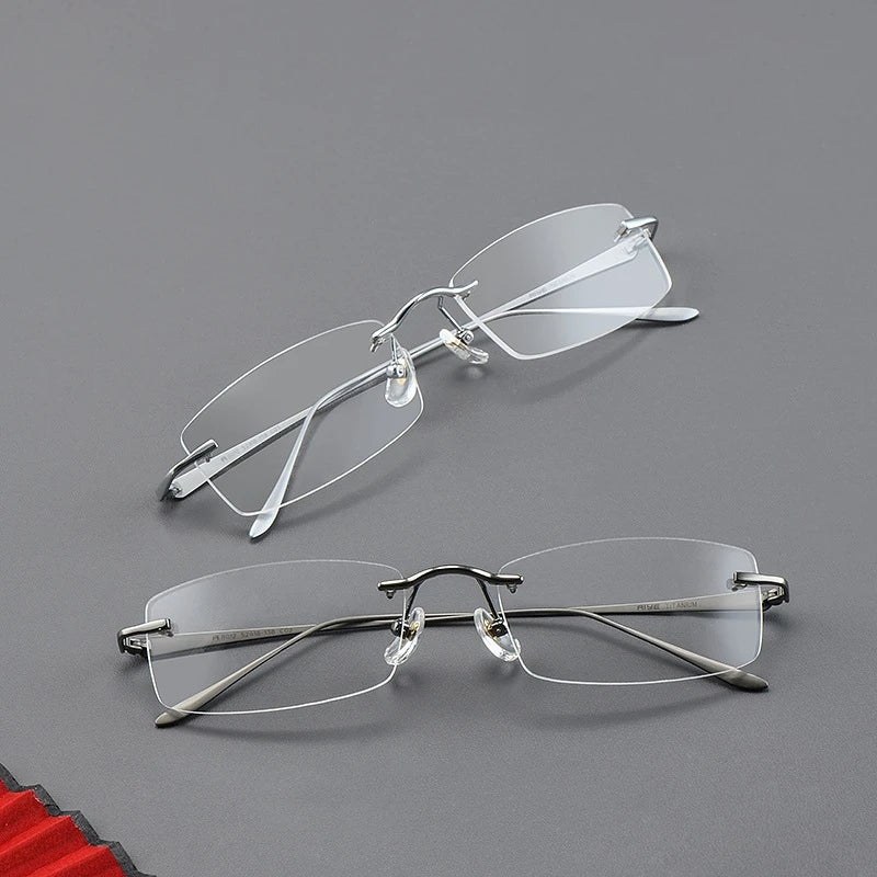 Ultra Light Fashion Business Premium Pure Titanium Eyewear Luxury Men's Optical Prescription Rimless Glasses A8012T