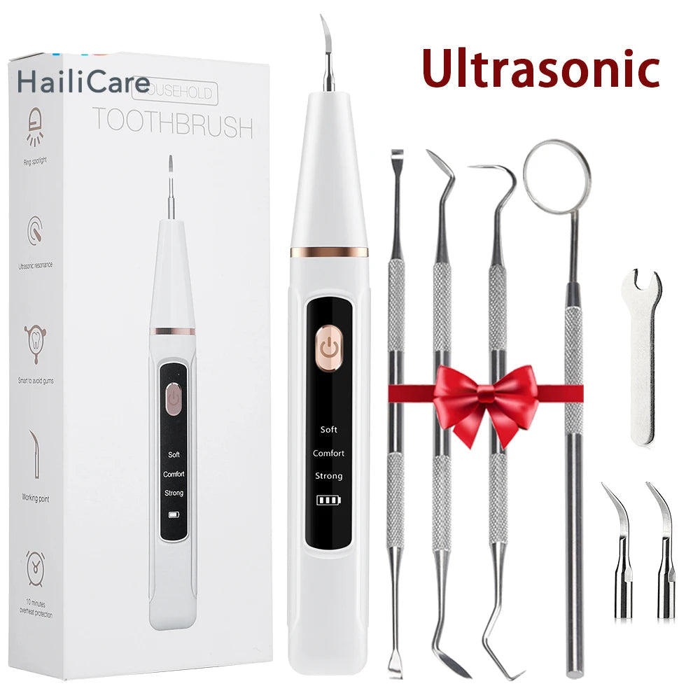 Ultrasonic Dental Scaler Oral Care Tartar Removal Calculus Remover Tooth Stain Cleaner LED Light Tooth Whitening Tools Household