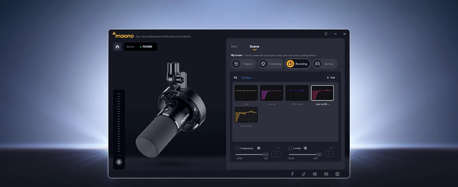 PD300X Dynamic Microphone XLR USB Podcast Recording Mic 192kHz24bit for Content Creation Home Audio Studio Noise Reduction