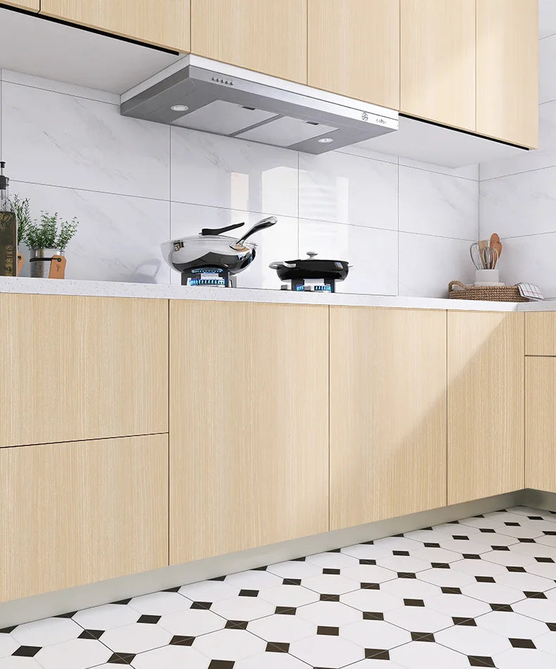 Wood Grain Cabinet Self-adhesive Wall Stickers Flame Retardant Waterproof Renovation Kitchen Anti-smoke Protective Film