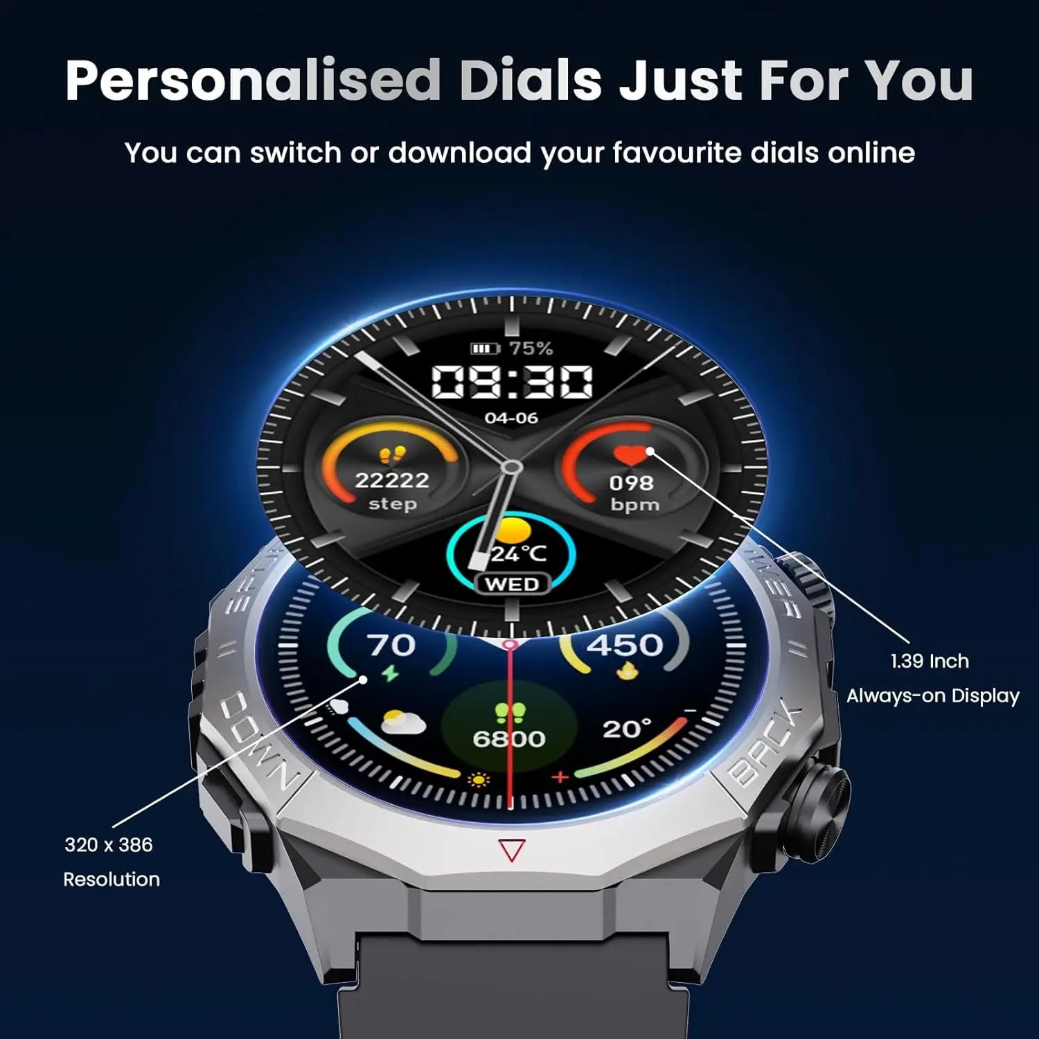 Smart Watch for Men Heart Rate Sleep Bluetooth Sport Smart Bracelet 1.39 Inch 360*360 HD Screen Outdoors Smartwatch