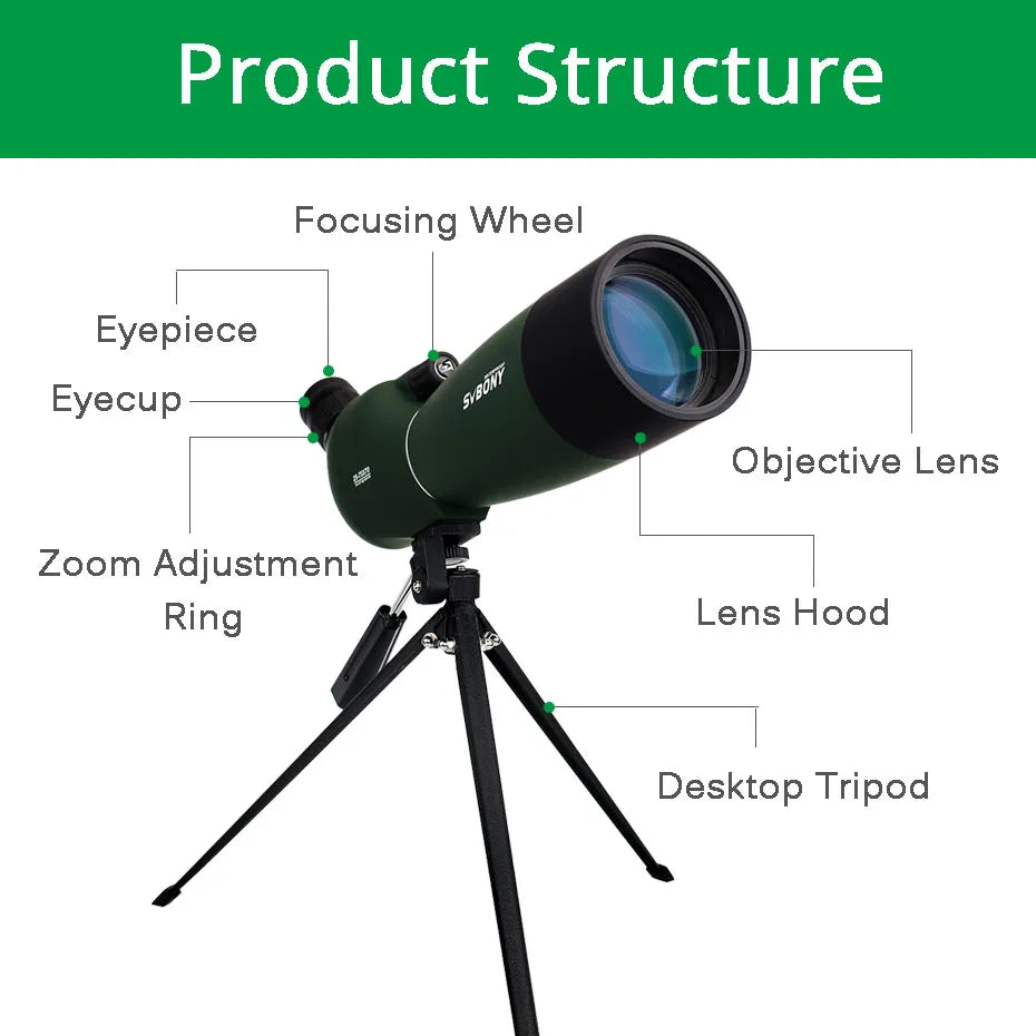 25-75x70 Telescope Spotting Scope Powerful Zoom Monocular FMC BAK4 Waterproof For Bird Watching Target Shotting