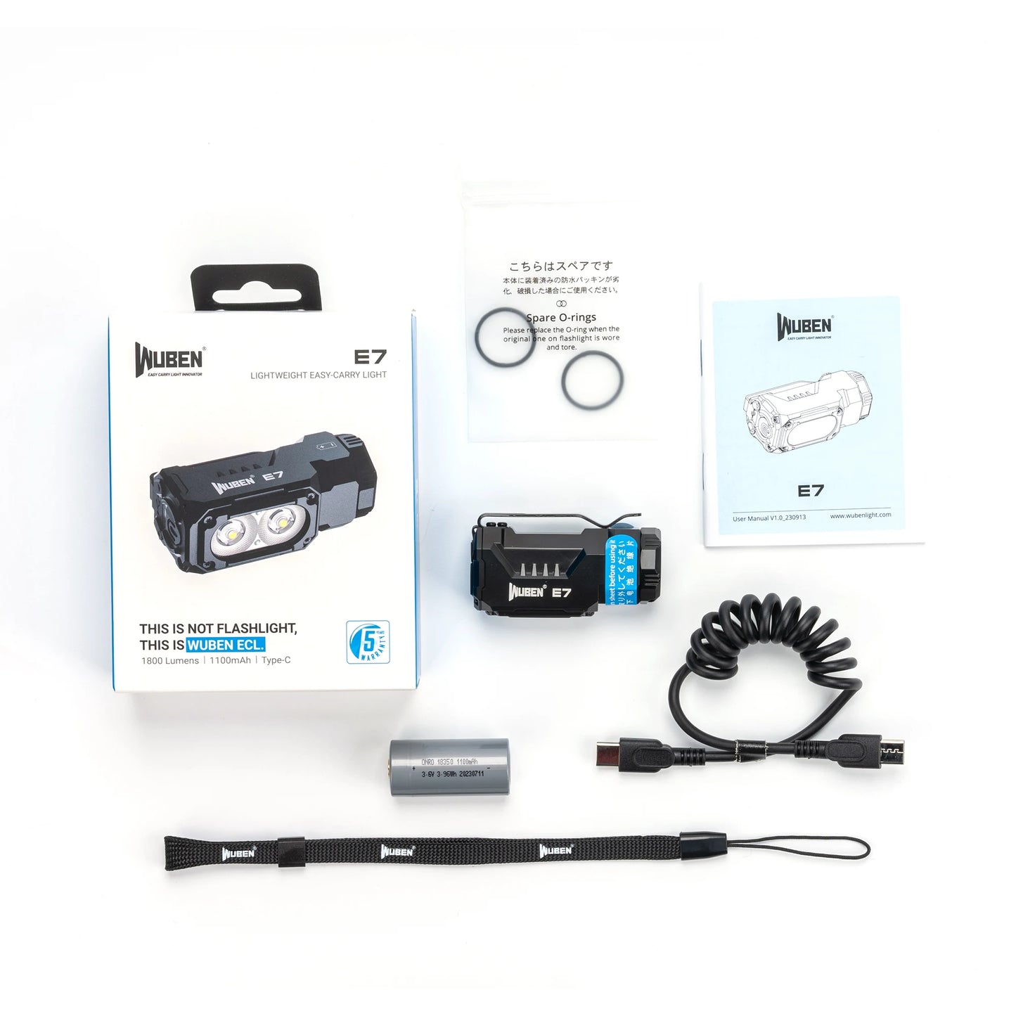 1800 Lumen Rechargeable Mini LED Flashlight With Type C Charging