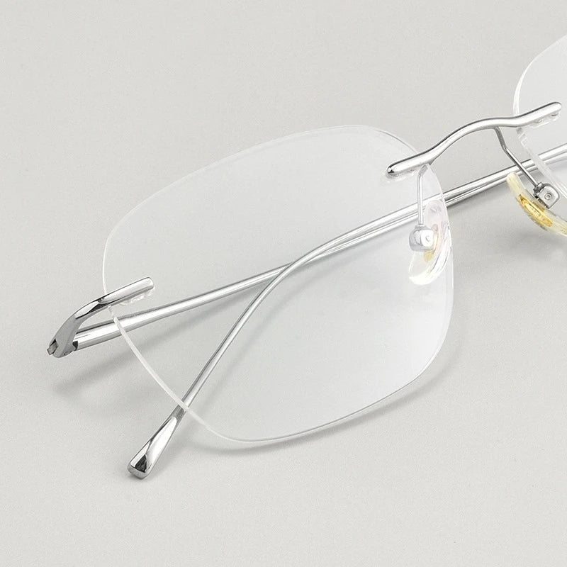 Fashion Ultra-light Decorative Eyewear Women Pure Titanium Retro Square Optical Prescription Rimless Glasses Men 8978