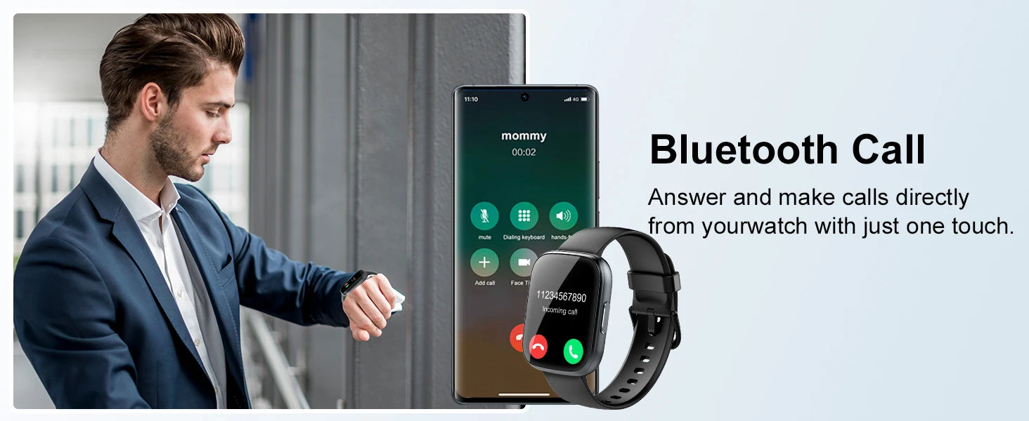 1.95'' Multifunctional Smart Watch Fitness Sports Bracelet Sleep Monitor IP68 Waterproof T80 Smartwatch