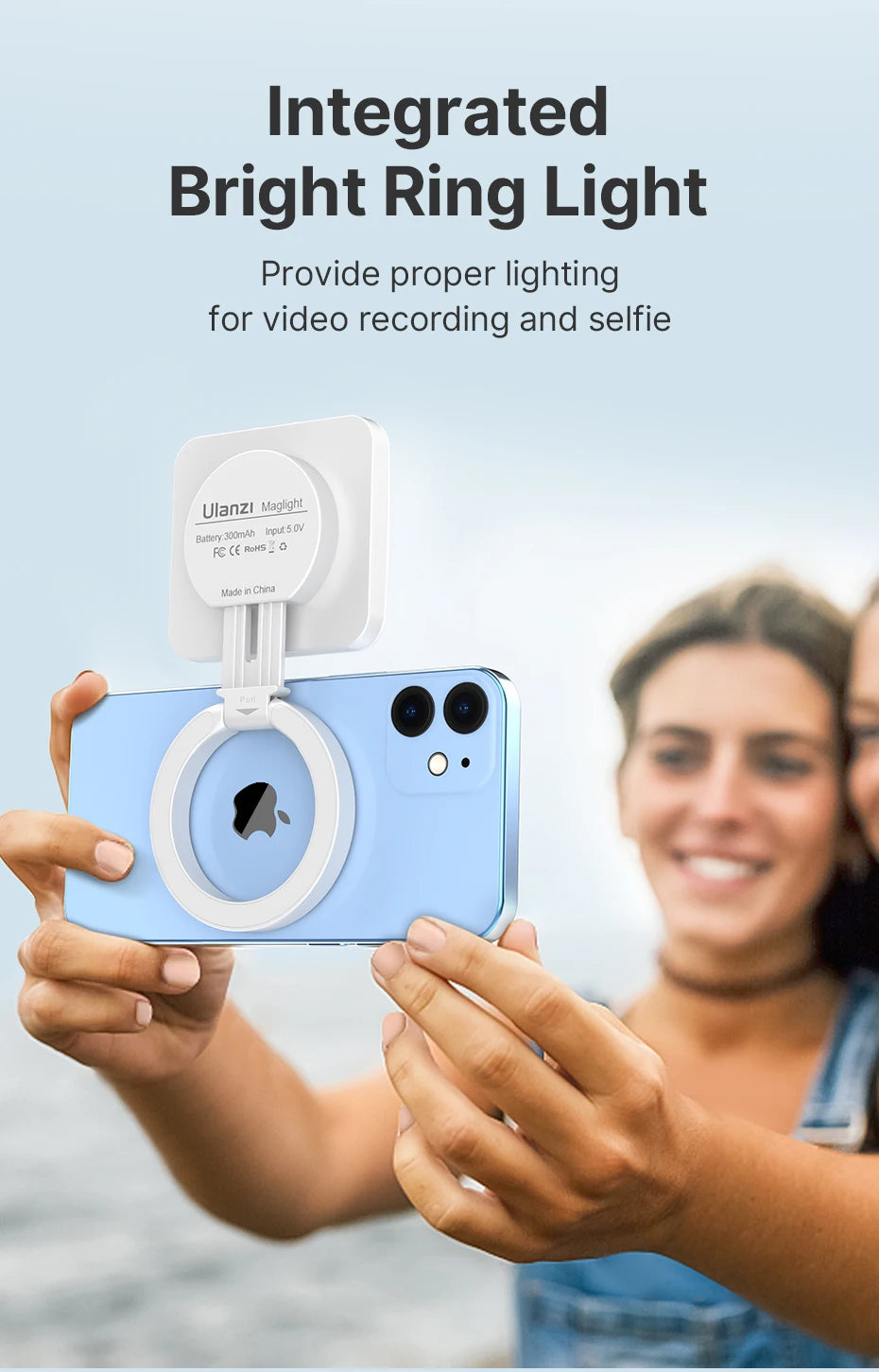 Smartphone Magsafe Selfie Flip Light for iPhone 2700-8000K Adjustable Livestream Video Light