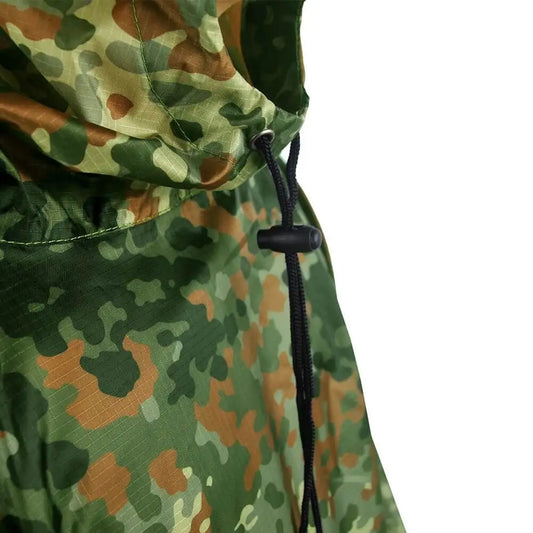Waterproof Camouflage Rain Poncho for Hiking Camping and Motorcycle Riding