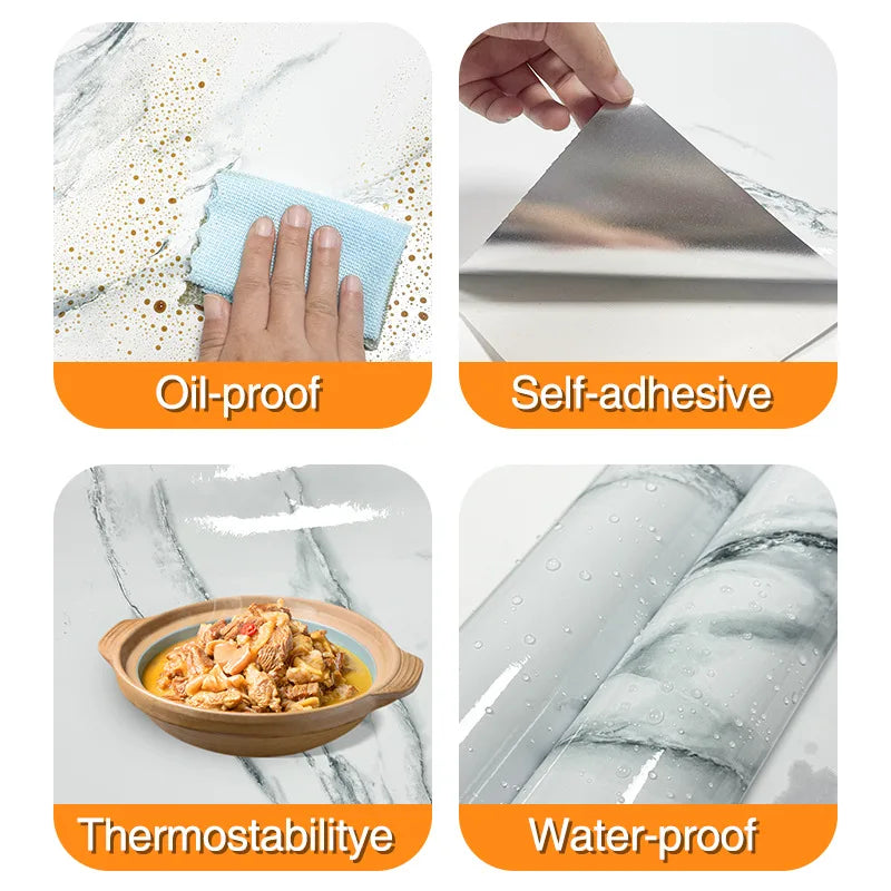 Wood Grain Cabinet Self-adhesive Wall Stickers Flame Retardant Waterproof Renovation Kitchen Anti-smoke Protective Film