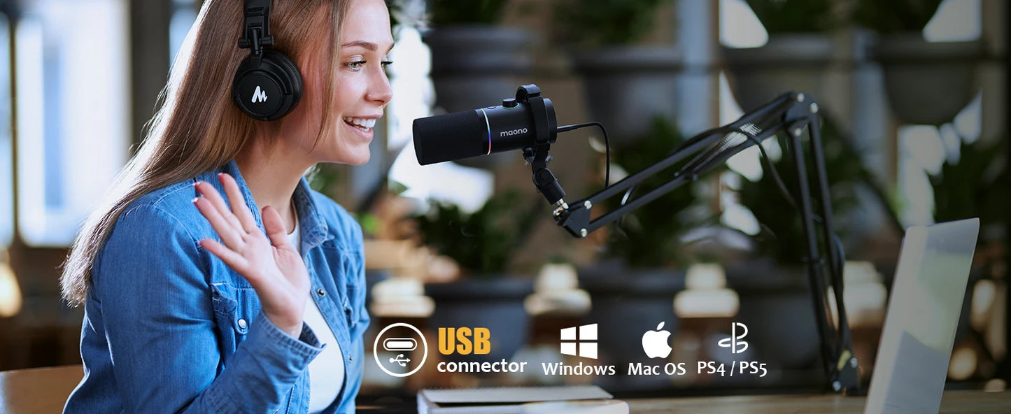 XLR USB Dynamic Microphone For Gaming Recording Streaming Youtube Metal Mic With Software Tap-to-Mute Gain Knob PD200X